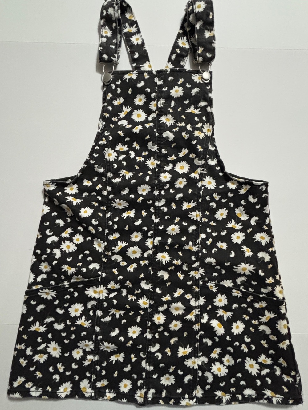 No Boundaries Daisy Print Overall Dress Junior M 7-9 Black Floral